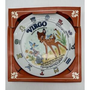 Vtg Walt Disney Sign Of The Zodiac Virgo Bambi Thumper Plate 6.5" Schmid W/ Box